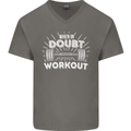 When in Doubt Workout Gym Training Top Mens V-Neck Cotton T-Shirt Charcoal