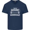 When in Doubt Workout Gym Training Top Mens V-Neck Cotton T-Shirt Navy Blue