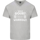 When in Doubt Workout Gym Training Top Mens V-Neck Cotton T-Shirt Sports Grey