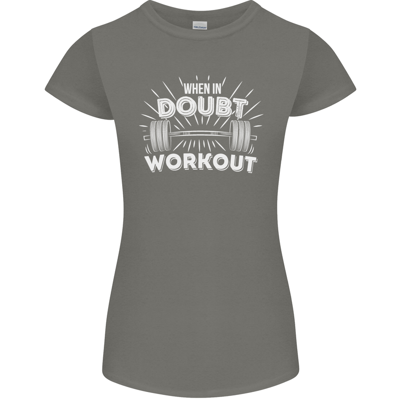 When in Doubt Workout Gym Training Top Womens Petite Cut T-Shirt Charcoal