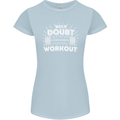 When in Doubt Workout Gym Training Top Womens Petite Cut T-Shirt Light Blue