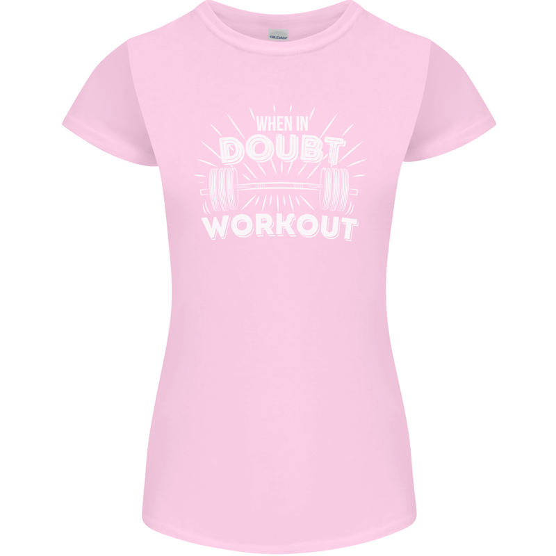 When in Doubt Workout Gym Training Top Womens Petite Cut T-Shirt Light Pink