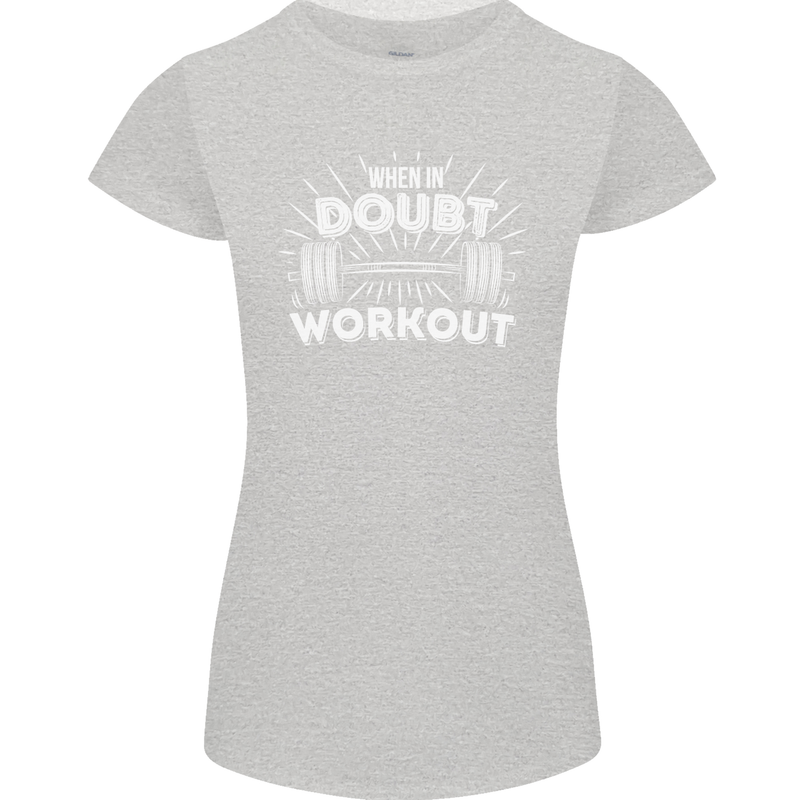 When in Doubt Workout Gym Training Top Womens Petite Cut T-Shirt Sports Grey