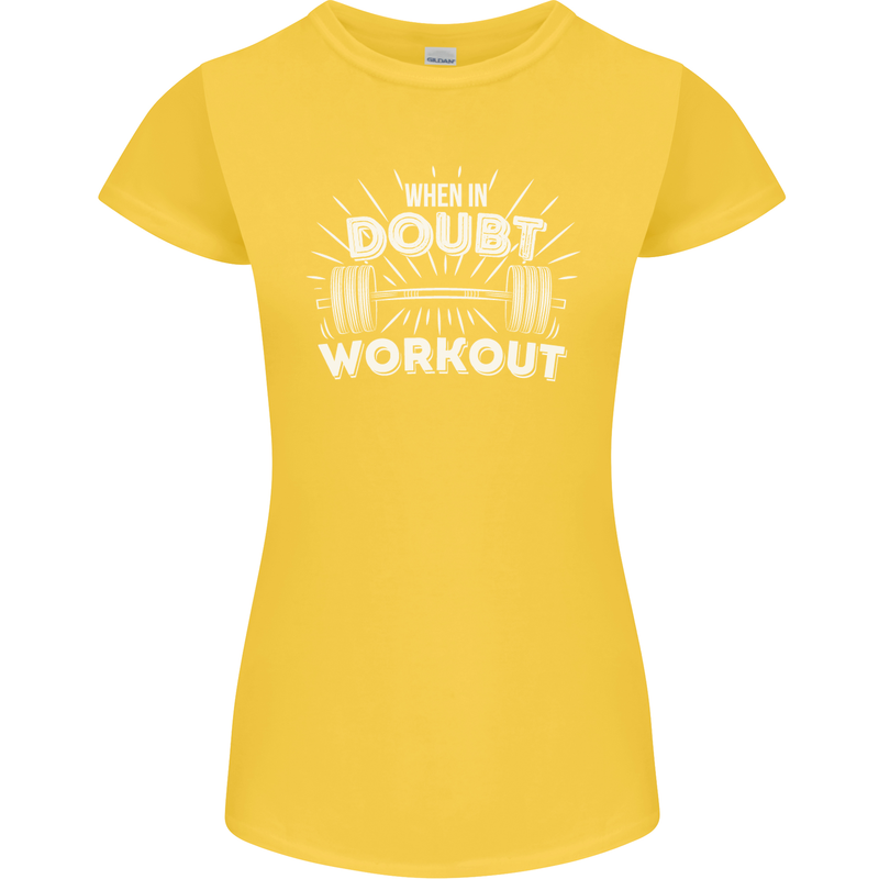 When in Doubt Workout Gym Training Top Womens Petite Cut T-Shirt Yellow