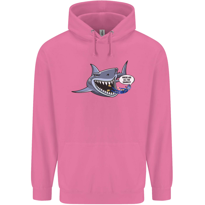 Where Are the Sharks? Scuba Diving Diver Childrens Kids Hoodie Azalea