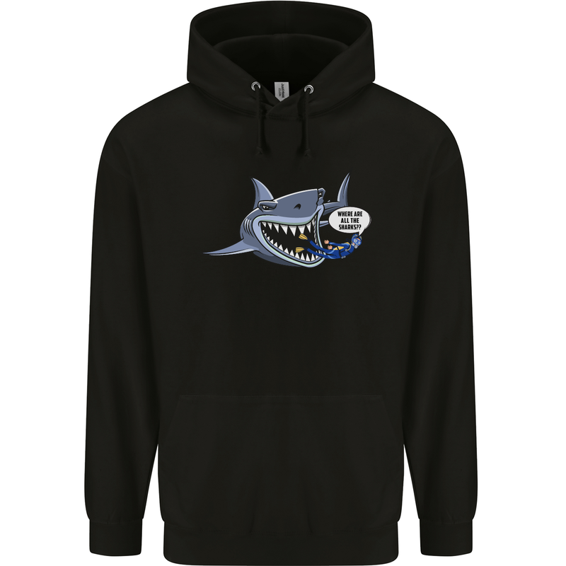 Where Are the Sharks? Scuba Diving Diver Childrens Kids Hoodie Black