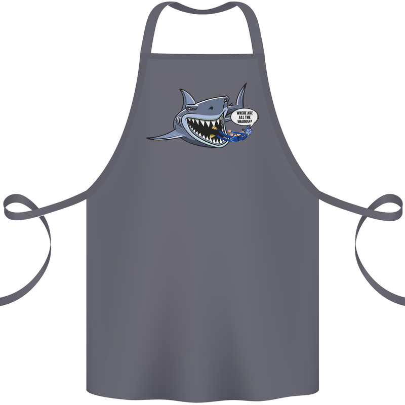 Where Are the Sharks? Scuba Diving Diver Cotton Apron 100% Organic Steel
