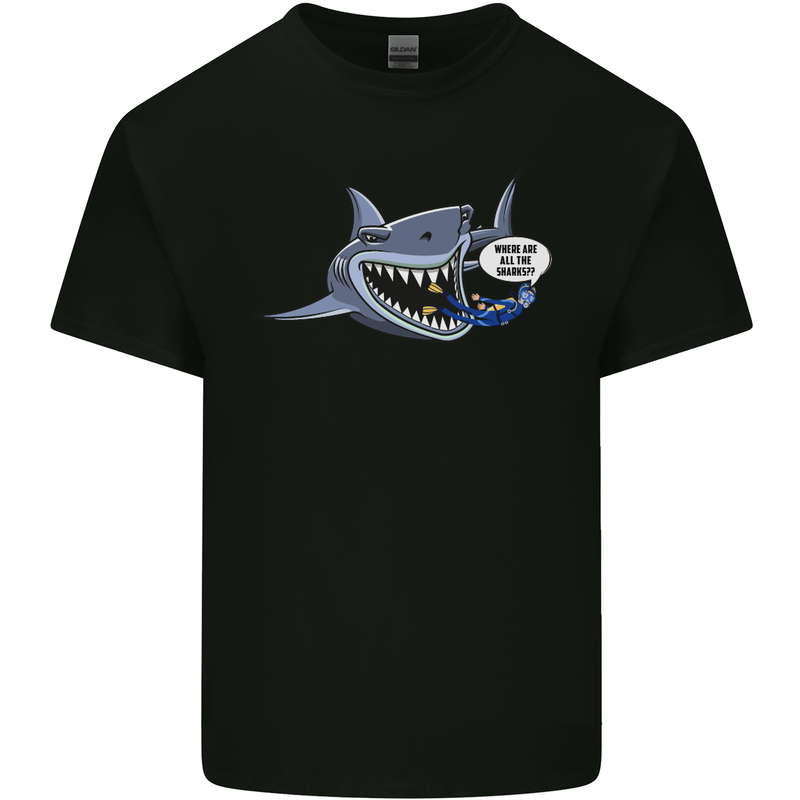 Where Are the Sharks? Scuba Diving Diver Kids T-Shirt Childrens Black