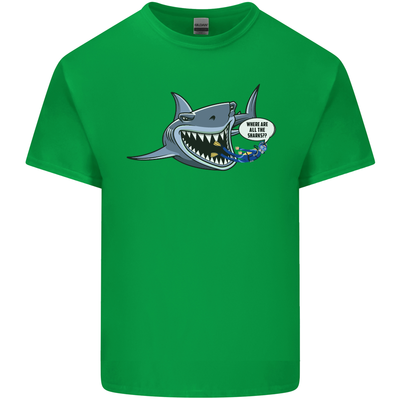 Where Are the Sharks? Scuba Diving Diver Kids T-Shirt Childrens Irish Green