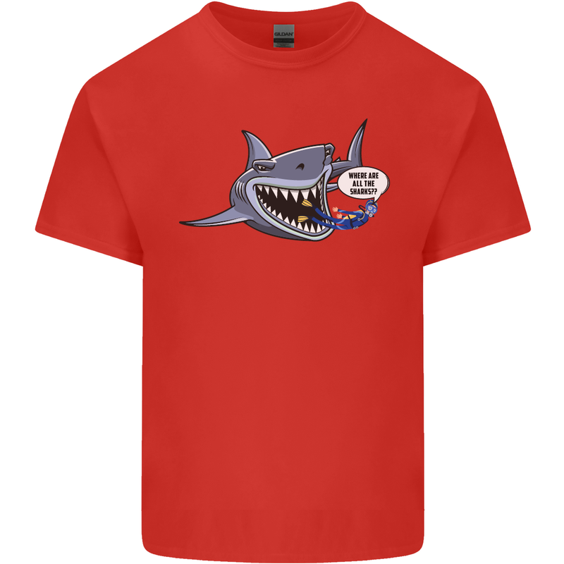 Where Are the Sharks? Scuba Diving Diver Kids T-Shirt Childrens Red