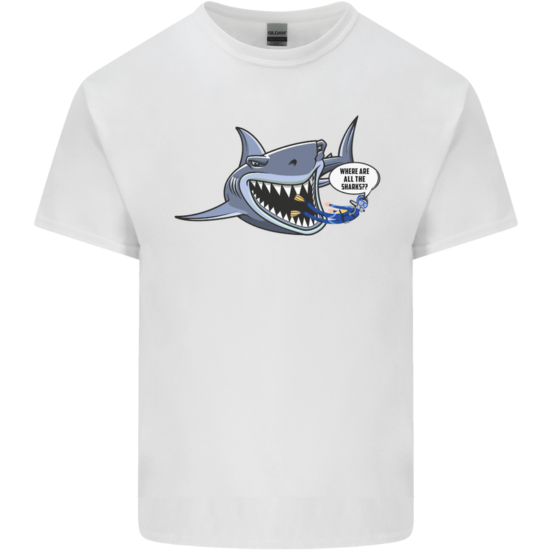 Where Are the Sharks? Scuba Diving Diver Kids T-Shirt Childrens White