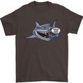 Where Are the Sharks? Scuba Diving Diver Mens T-Shirt Cotton Gildan Dark Chocolate