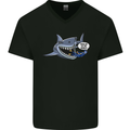 Where Are the Sharks? Scuba Diving Diver Mens V-Neck Cotton T-Shirt Black