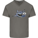 Where Are the Sharks? Scuba Diving Diver Mens V-Neck Cotton T-Shirt Charcoal