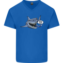 Where Are the Sharks? Scuba Diving Diver Mens V-Neck Cotton T-Shirt Royal Blue