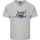 Where Are the Sharks? Scuba Diving Diver Mens V-Neck Cotton T-Shirt Sports Grey