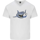 Where Are the Sharks? Scuba Diving Diver Mens V-Neck Cotton T-Shirt White