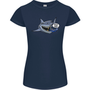 Where Are the Sharks? Scuba Diving Diver Womens Petite Cut T-Shirt Navy Blue