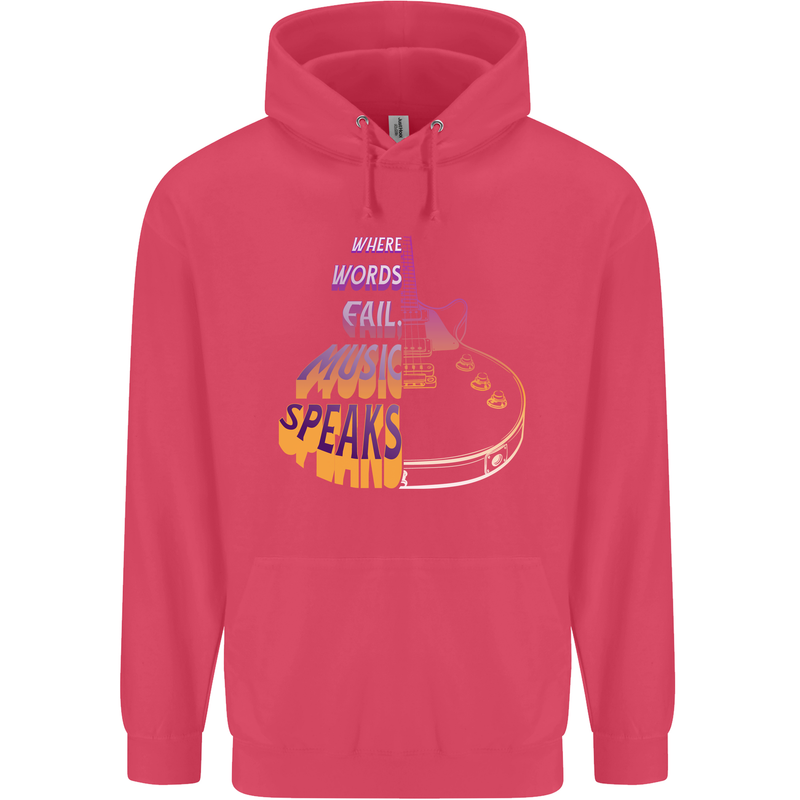 Where Words Fail Music Speaks Guitar Rock Childrens Kids Hoodie Heliconia