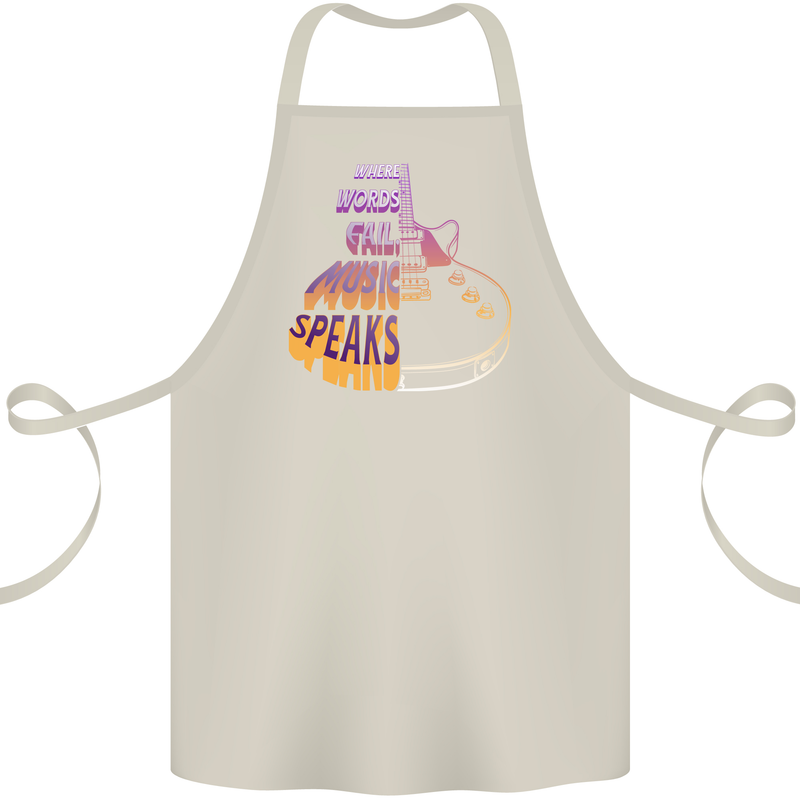 Where Words Fail Music Speaks Guitar Rock Cotton Apron 100% Organic Natural