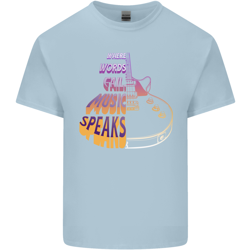 Where Words Fail Music Speaks Guitar Rock Kids T-Shirt Childrens Light Blue