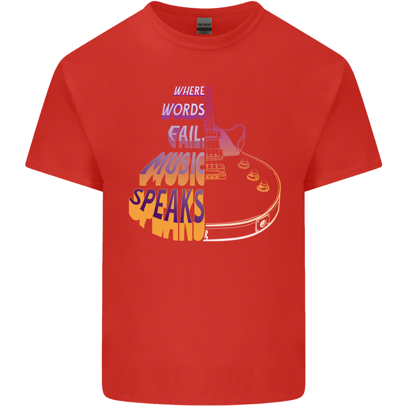 Where Words Fail Music Speaks Guitar Rock Kids T-Shirt Childrens Red