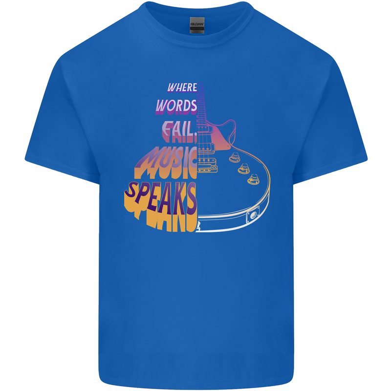 Where Words Fail Music Speaks Guitar Rock Kids T-Shirt Childrens Royal Blue