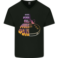 Where Words Fail Music Speaks Guitar Rock Mens V-Neck Cotton T-Shirt Black