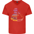 Where Words Fail Music Speaks Guitar Rock Mens V-Neck Cotton T-Shirt Red
