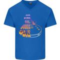 Where Words Fail Music Speaks Guitar Rock Mens V-Neck Cotton T-Shirt Royal Blue