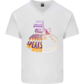 Where Words Fail Music Speaks Guitar Rock Mens V-Neck Cotton T-Shirt White
