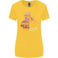 Where Words Fail Music Speaks Guitar Rock Womens Wider Cut T-Shirt Yellow