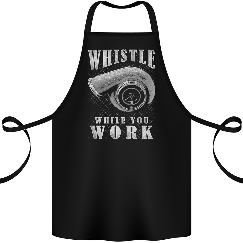 Whistle While You Work Turbo Cars Cotton Apron 100% Organic Black