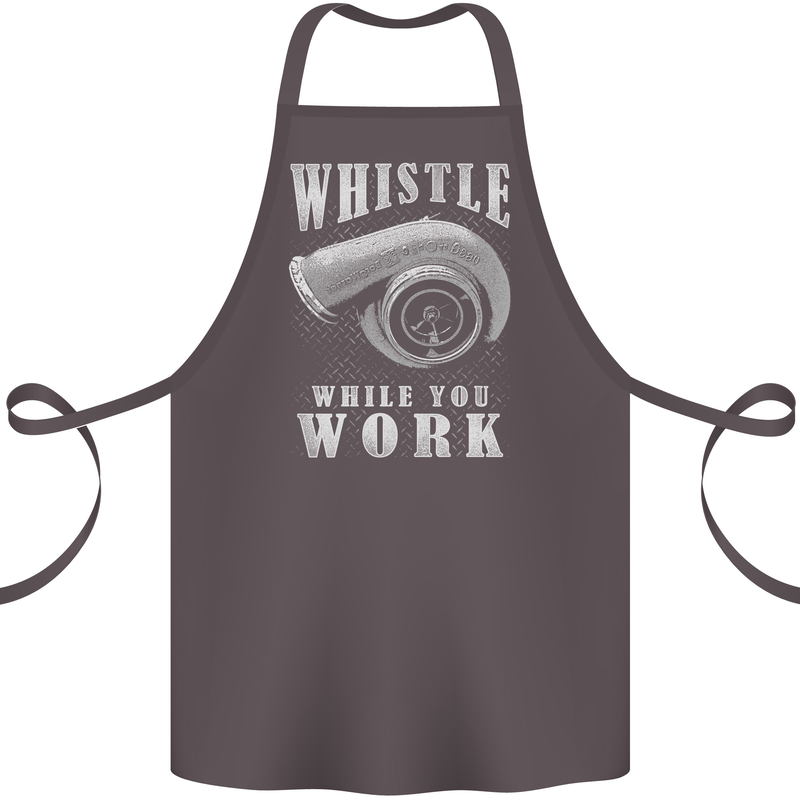 Whistle While You Work Turbo Cars Cotton Apron 100% Organic Dark Grey
