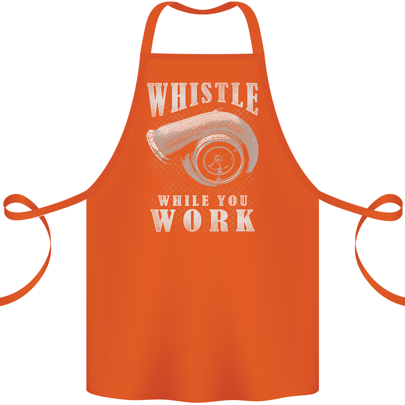Whistle While You Work Turbo Cars Cotton Apron 100% Organic Orange