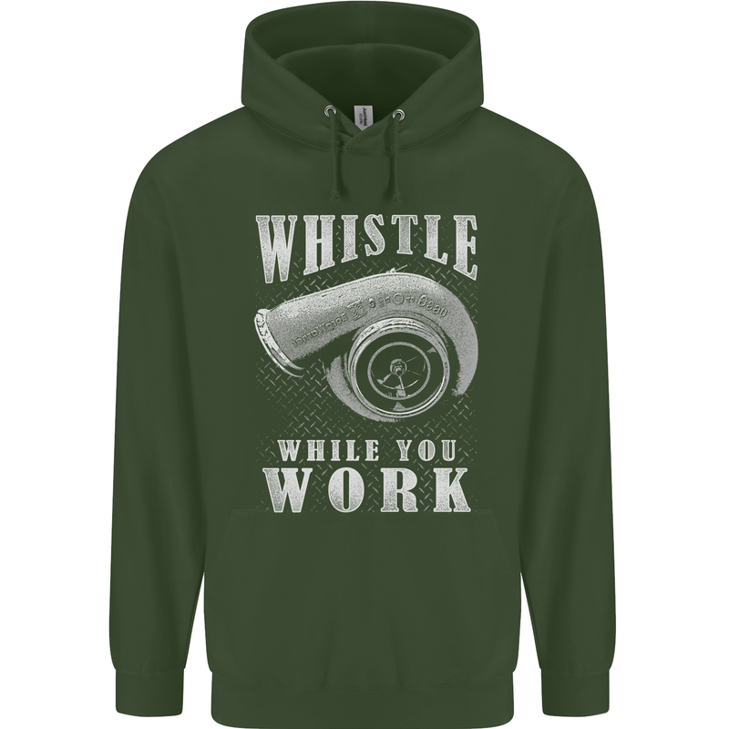 Whistle While You Work Turbo Cars Mens 80% Cotton Hoodie Forest Green