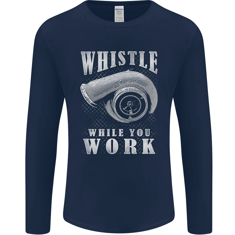 Whistle While You Work Turbo Cars Mens Long Sleeve T-Shirt Navy Blue