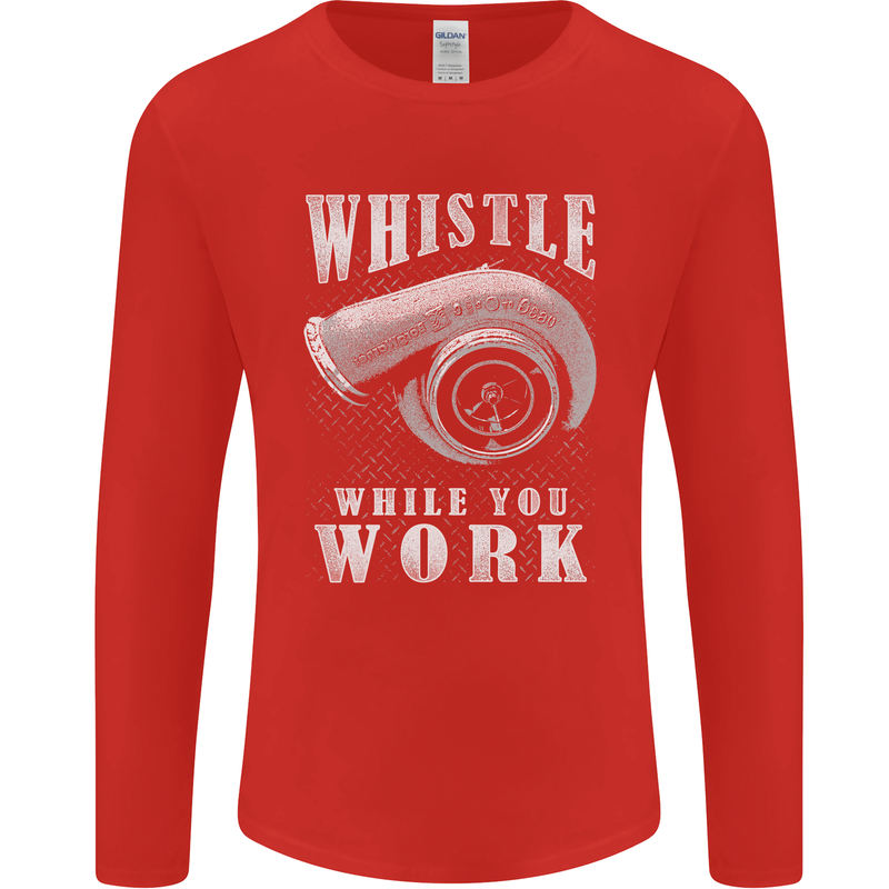 Whistle While You Work Turbo Cars Mens Long Sleeve T-Shirt Red