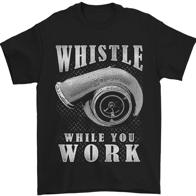 Whistle While You Work Turbo Cars Mens T-Shirt Cotton Gildan Black