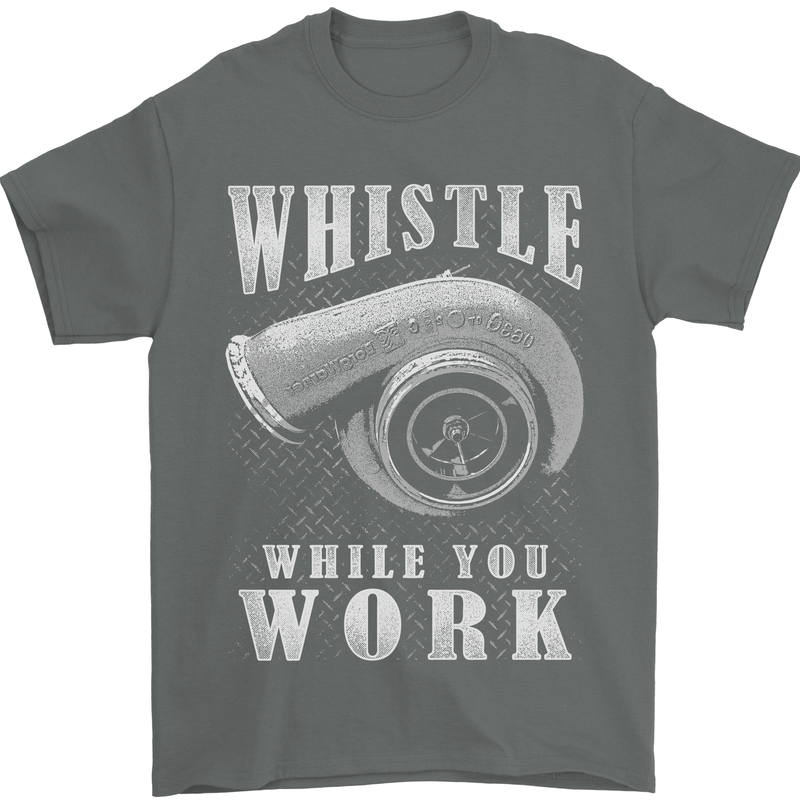 Whistle While You Work Turbo Cars Mens T-Shirt Cotton Gildan Charcoal