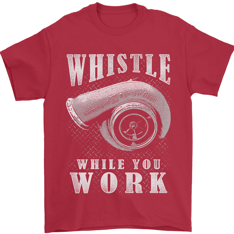 Whistle While You Work Turbo Cars Mens T-Shirt Cotton Gildan Red