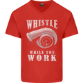 Whistle While You Work Turbo Cars Mens V-Neck Cotton T-Shirt Red