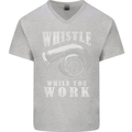 Whistle While You Work Turbo Cars Mens V-Neck Cotton T-Shirt Sports Grey