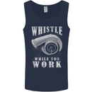 Whistle While You Work Turbo Cars Mens Vest Tank Top Navy Blue