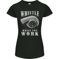 Whistle While You Work Turbo Cars Womens Petite Cut T-Shirt Black
