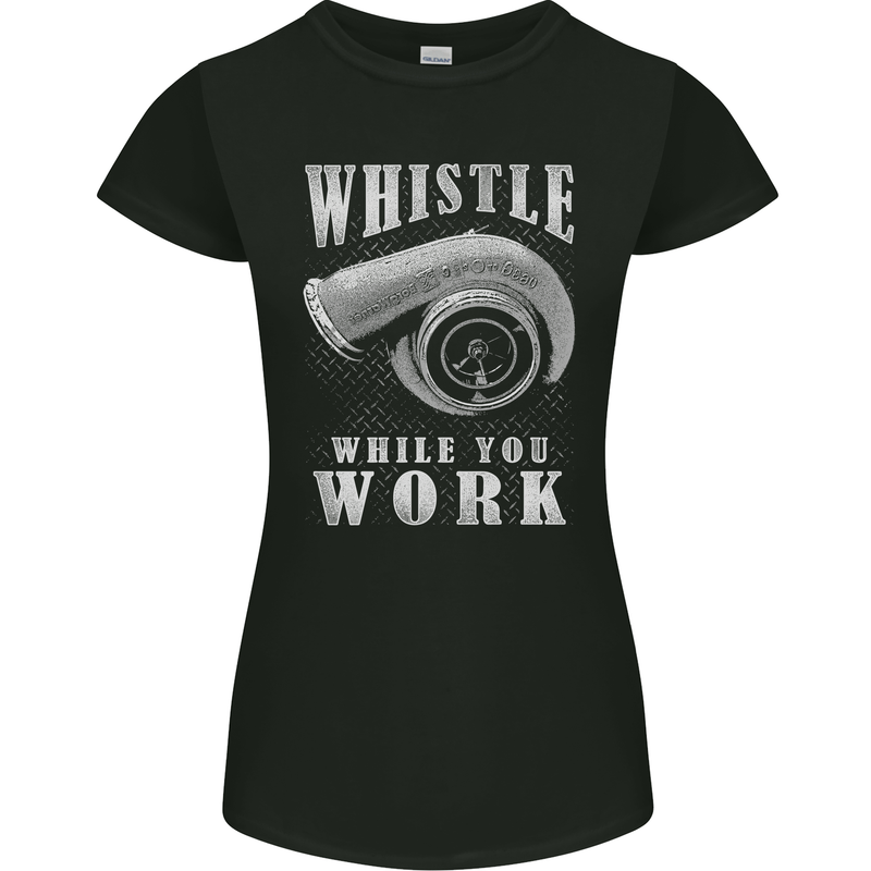 Whistle While You Work Turbo Cars Womens Petite Cut T-Shirt Black
