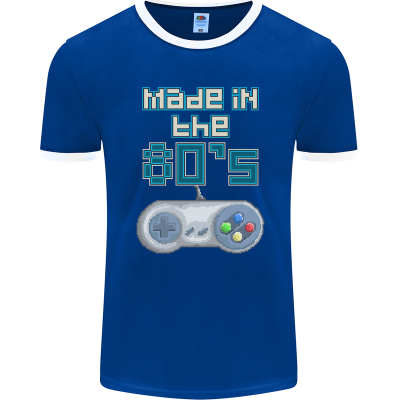 Made in the 80's Funny Birthday Retro Mens Ringer T-Shirt FotL Royal Blue/White