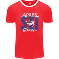 Apres Ski Queen Skiing Winter Sports Mens Ringer T-Shirt FotL Red/White