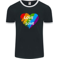 LGBT Love Is Love Gay Pride Day Awareness Mens Ringer T-Shirt FotL Black/White