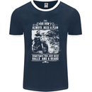 Balls & Beard Biker Motorcycle Motorbike Mens Ringer T-Shirt FotL Navy Blue/White
